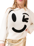 Angel & Rocket Kids' Smiley Face Jumper, Ivory/Black