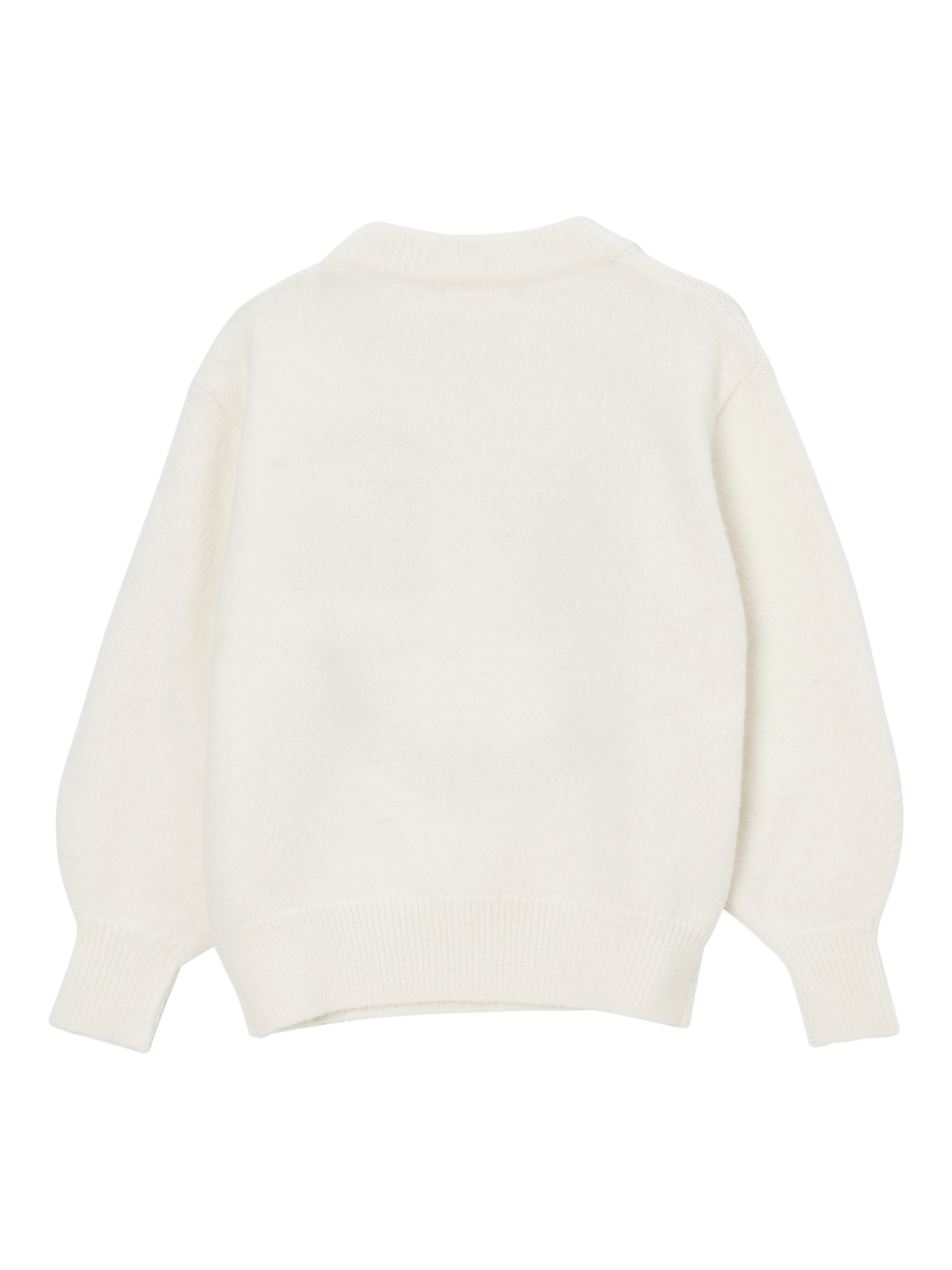Product image 5 of 6, which shows Angel & Rocket Kids' Smiley Face Jumper, Ivory/Black, 3-4 years