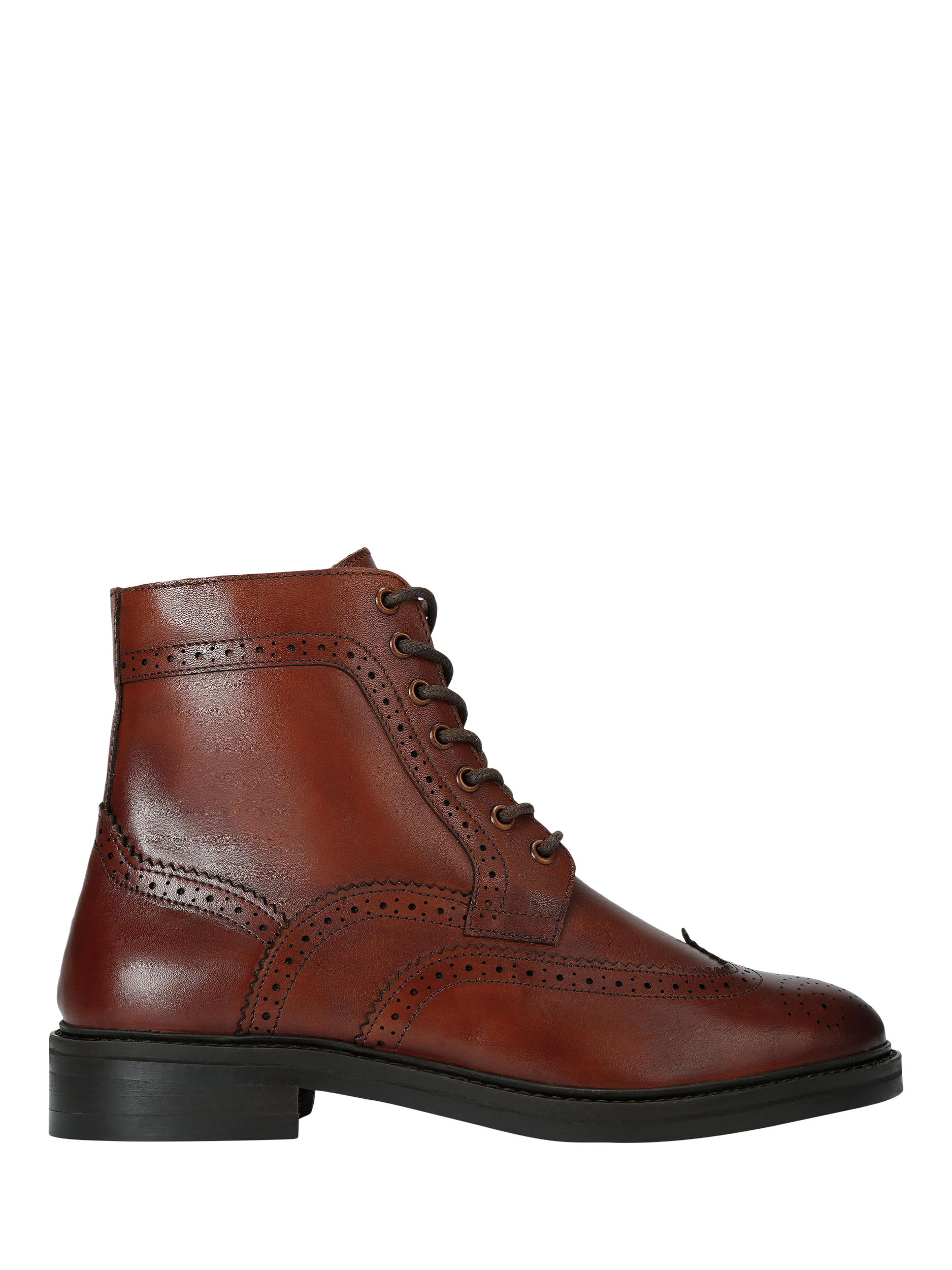 KG Kurt Geiger Diego Leather Brogue Ankle Boots, Brown Tan