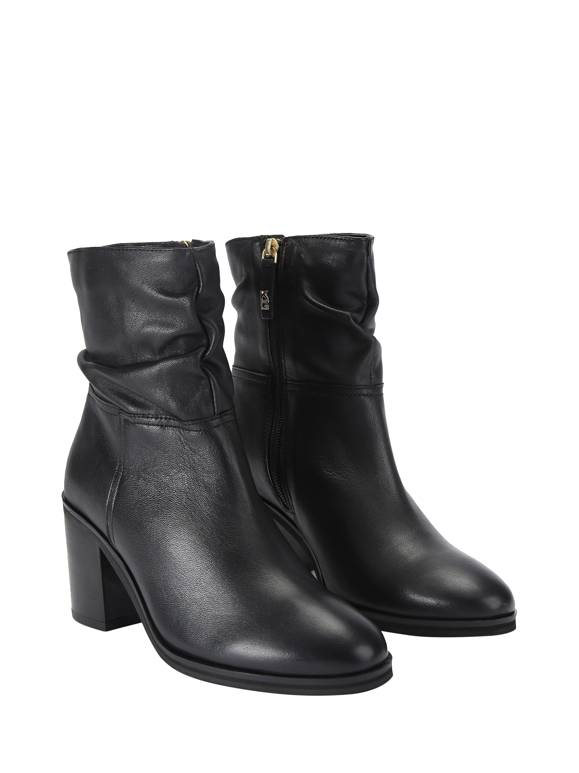 Product image 2 of 5, which shows KG Kurt Geiger Saga Leather Ankle Boots, Black, 2