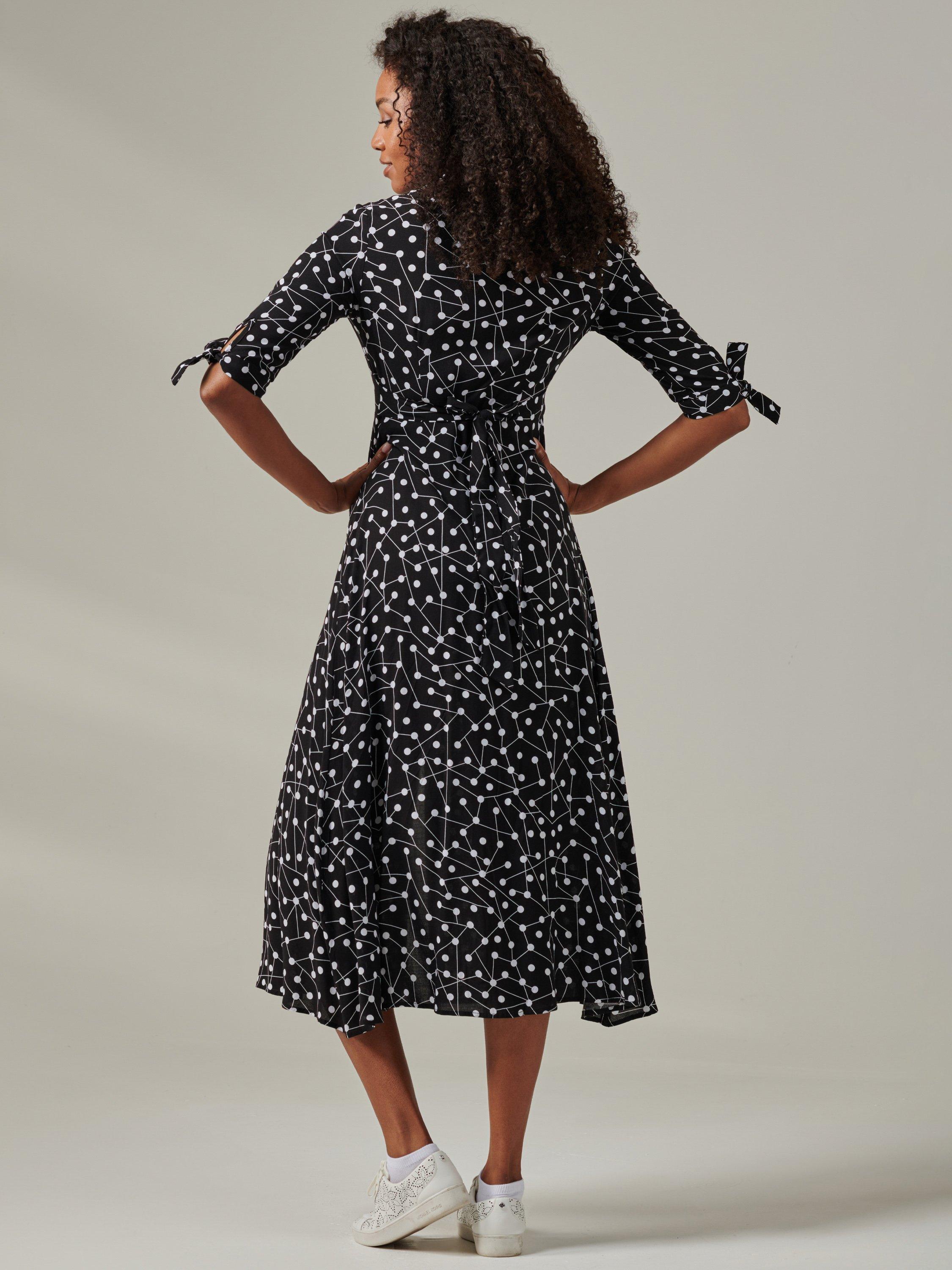 Product image 2 of 7, which shows Jolie Moi Nora Spot Shirt Maxi Dress, Black, 8