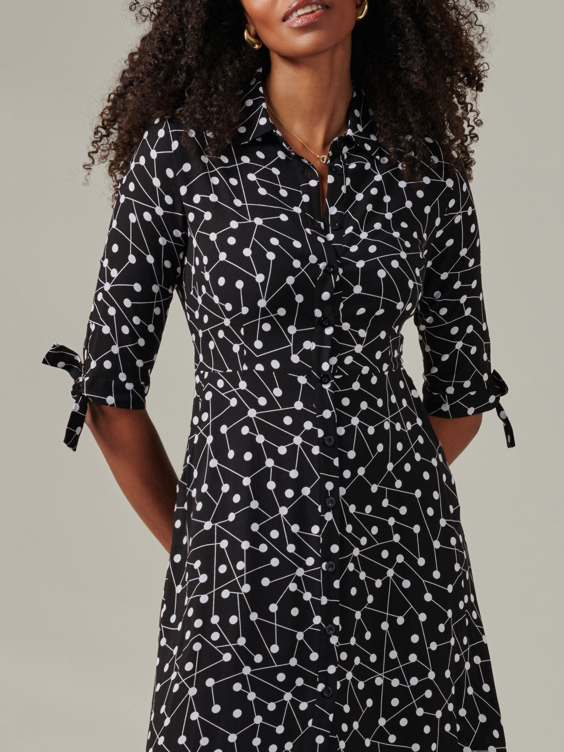 Product image 4 of 7, which shows Jolie Moi Nora Spot Shirt Maxi Dress, Black, 8