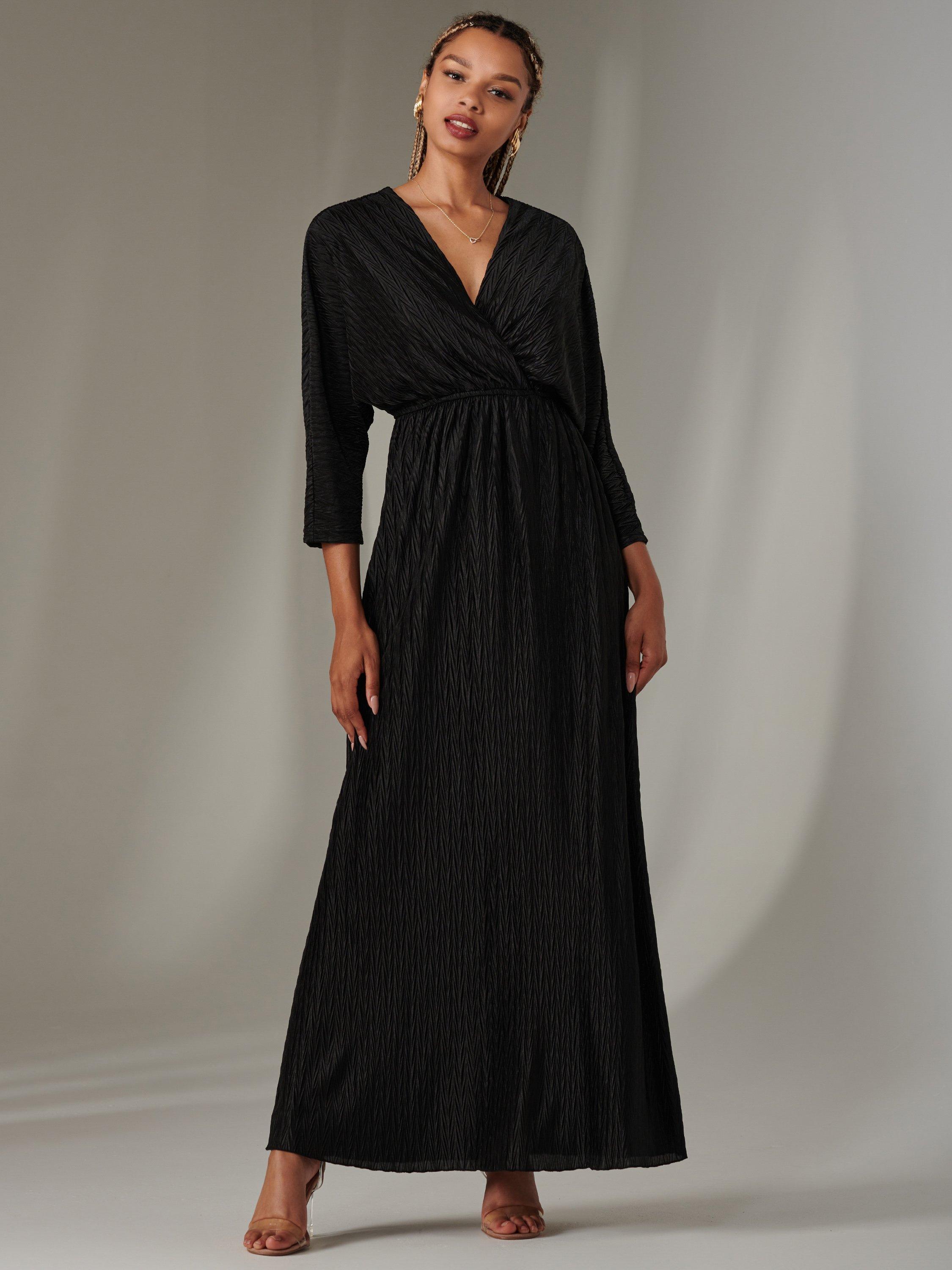 Product image 1 of 7, which shows Jolie Moi Ruffle Hem Chiffon Maxi Dress, Black, 8