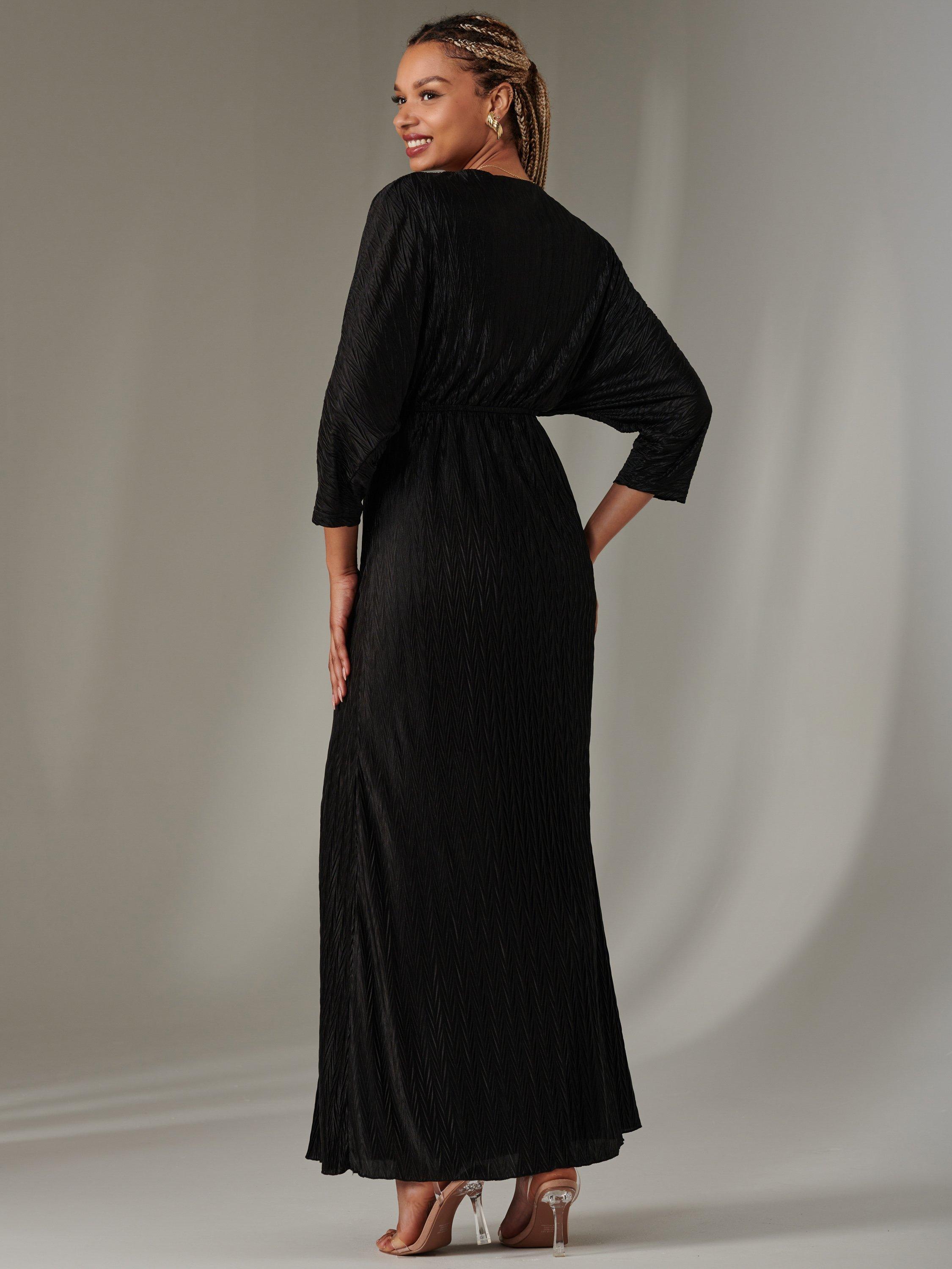 Product image 2 of 7, which shows Jolie Moi Ruffle Hem Chiffon Maxi Dress, Black, 8