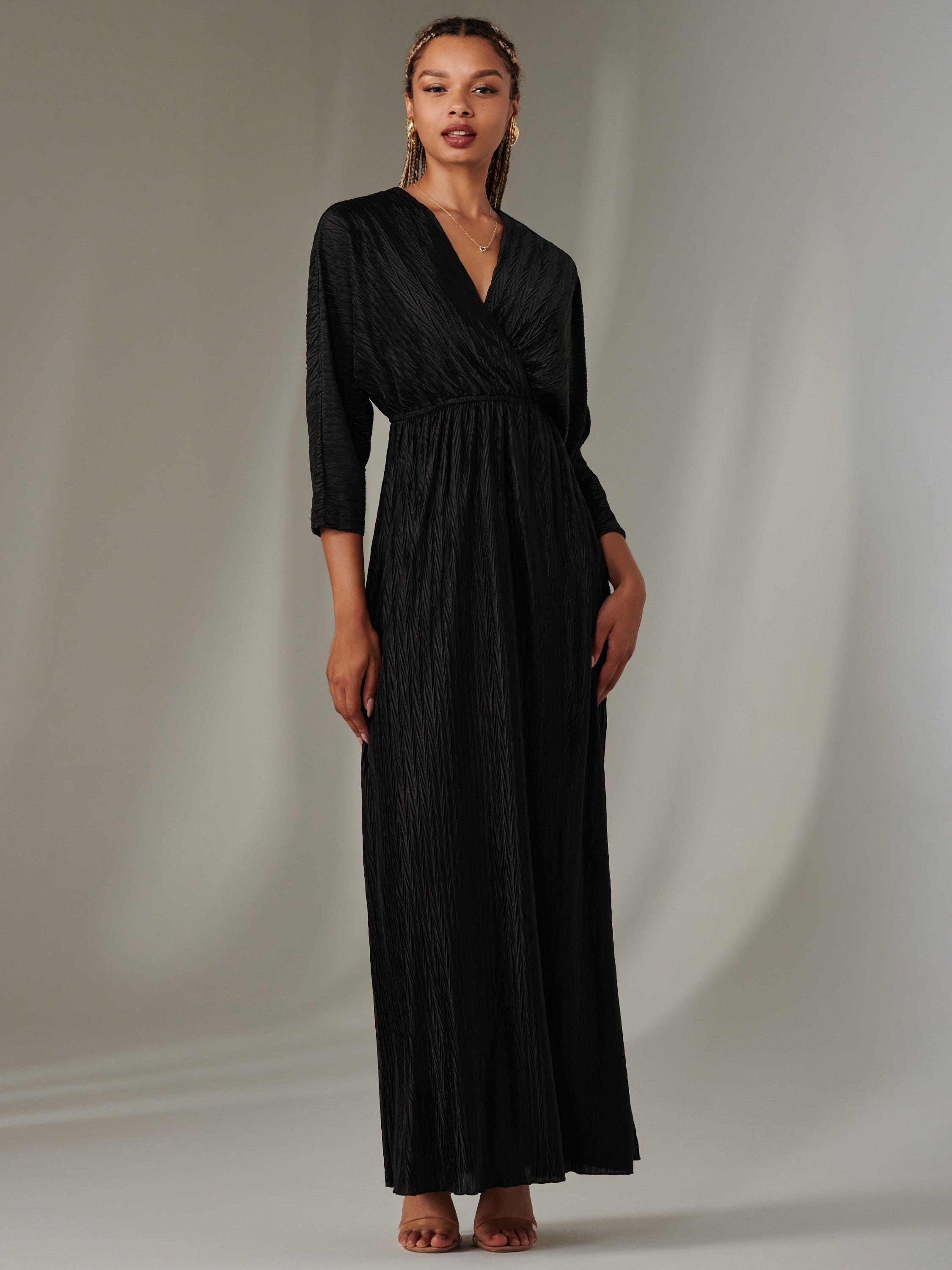 Product image 3 of 7, which shows Jolie Moi Ruffle Hem Chiffon Maxi Dress, Black, 8