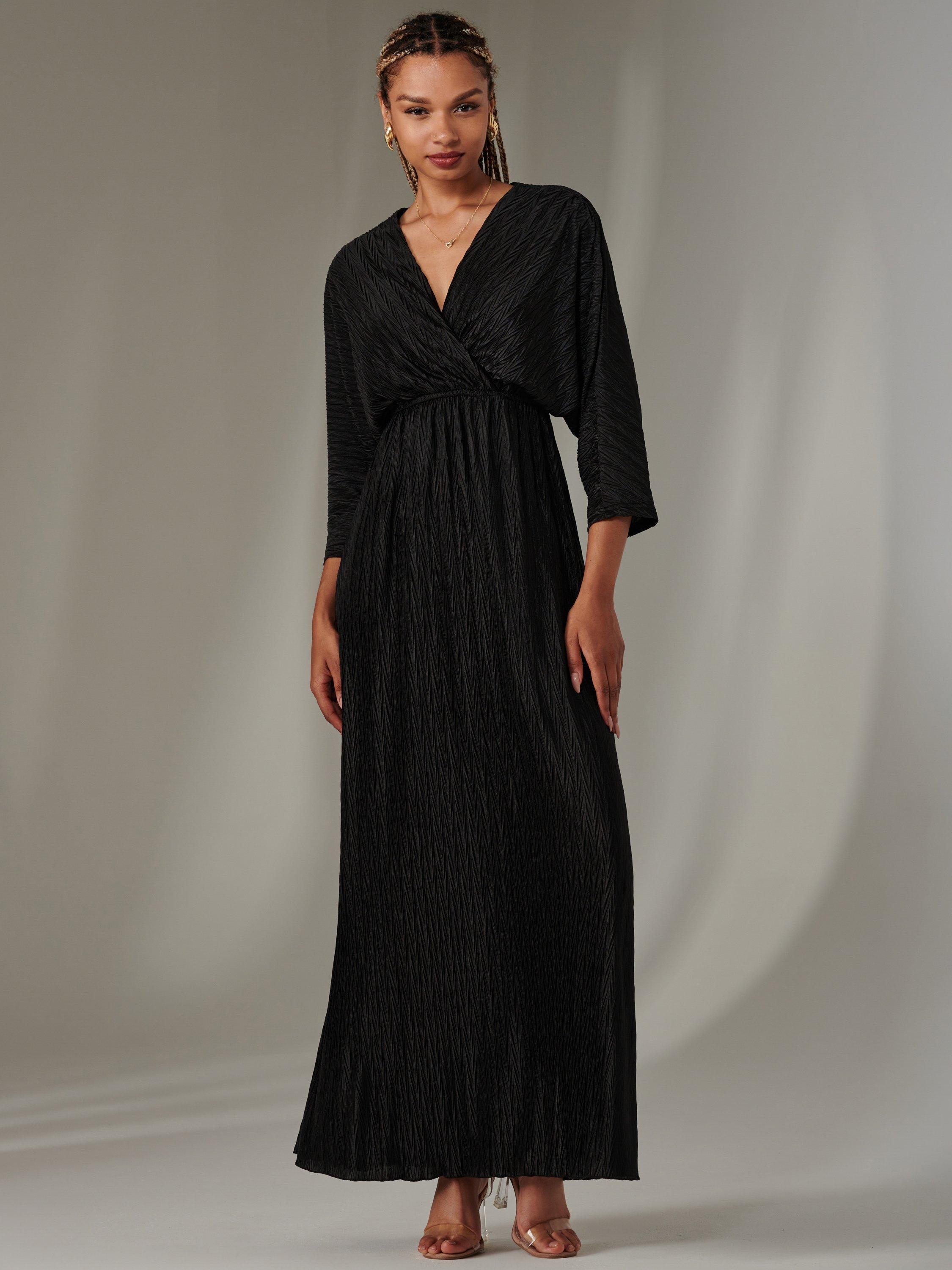 Product image 5 of 7, which shows Jolie Moi Ruffle Hem Chiffon Maxi Dress, Black, 8