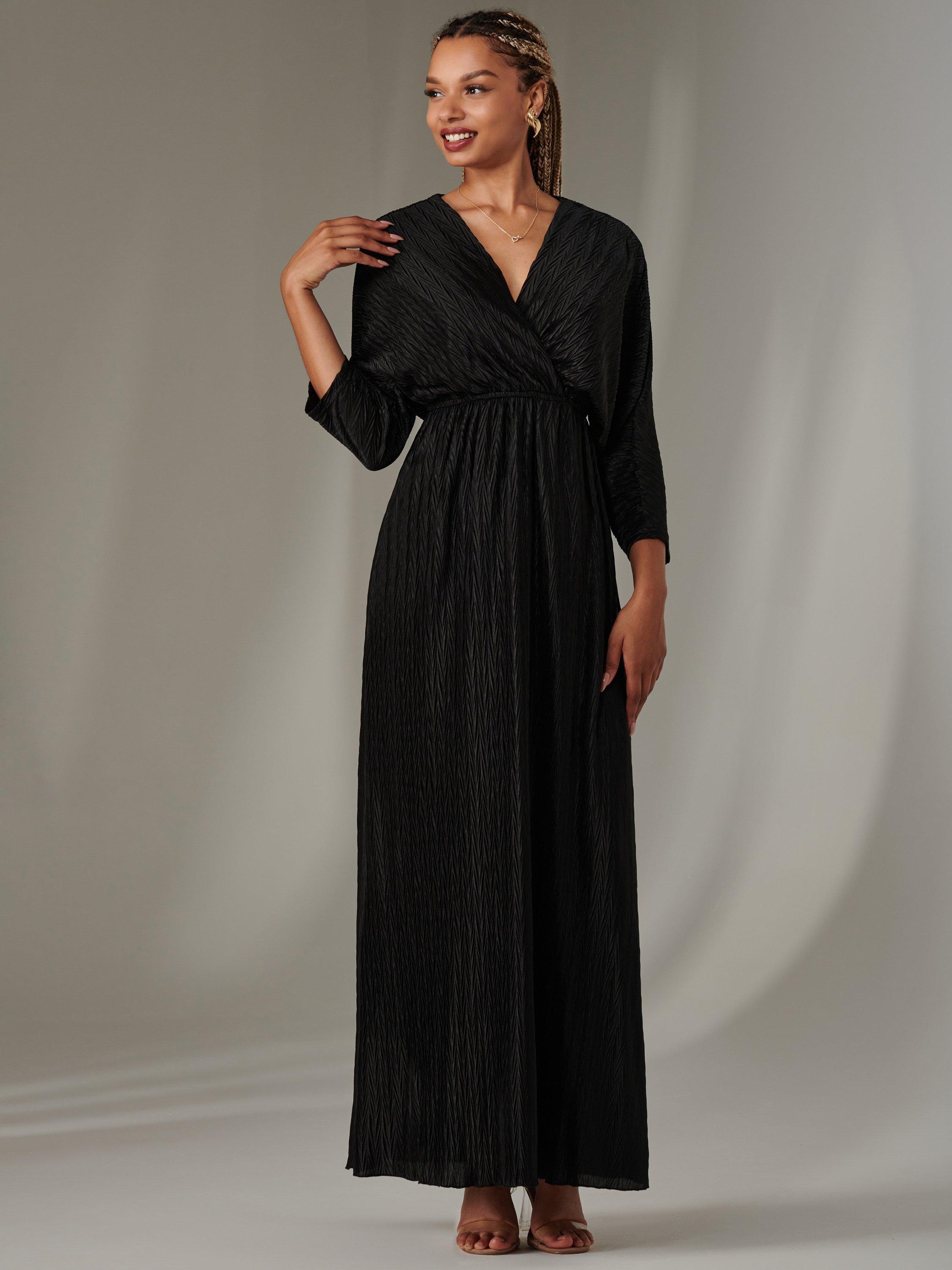 Product image 6 of 7, which shows Jolie Moi Ruffle Hem Chiffon Maxi Dress, Black, 8