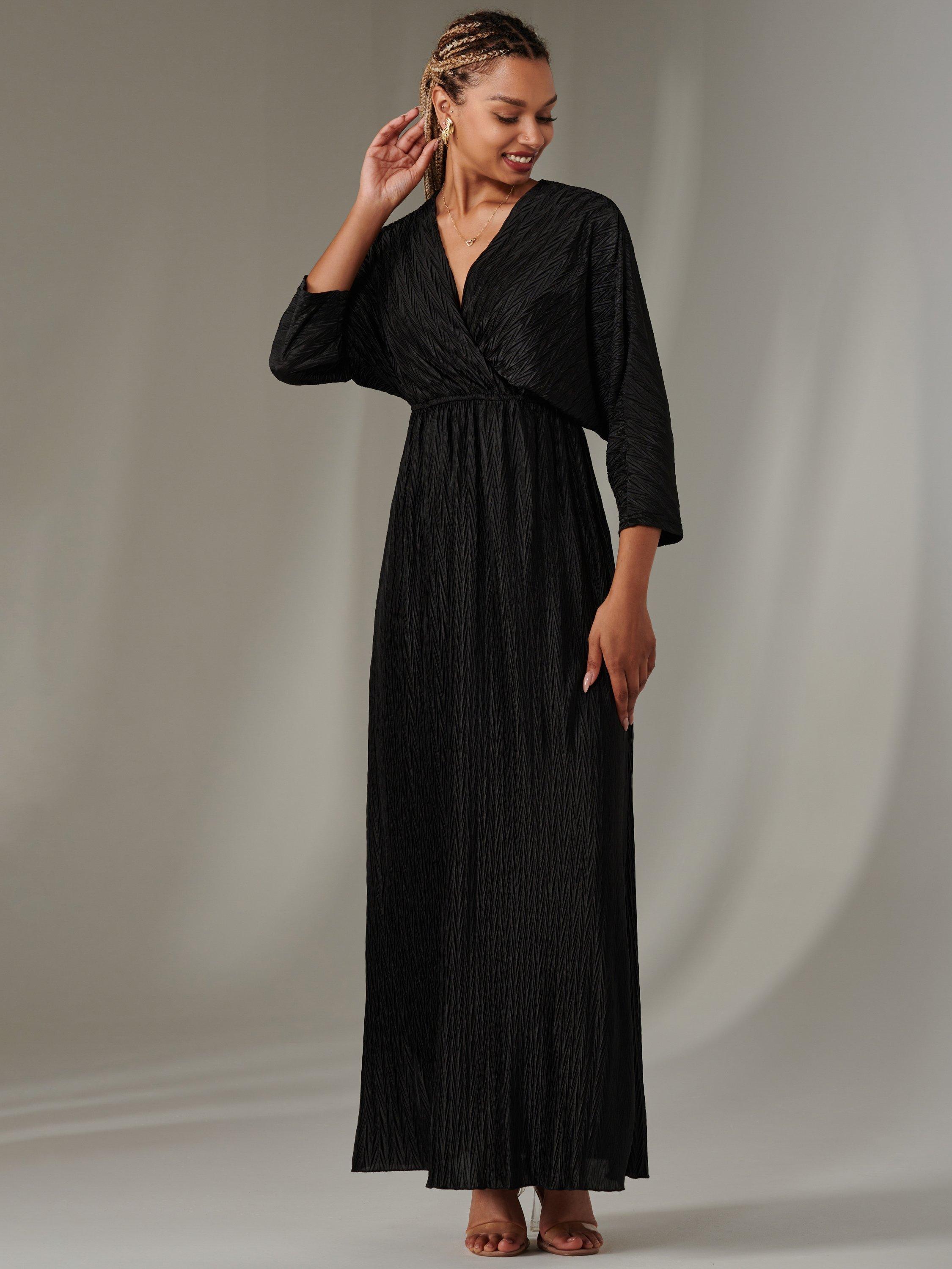 Product image 7 of 7, which shows Jolie Moi Ruffle Hem Chiffon Maxi Dress, Black, 8