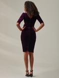 Jolie Moi Velvet Side Tie Midi Dress, Dark Purple