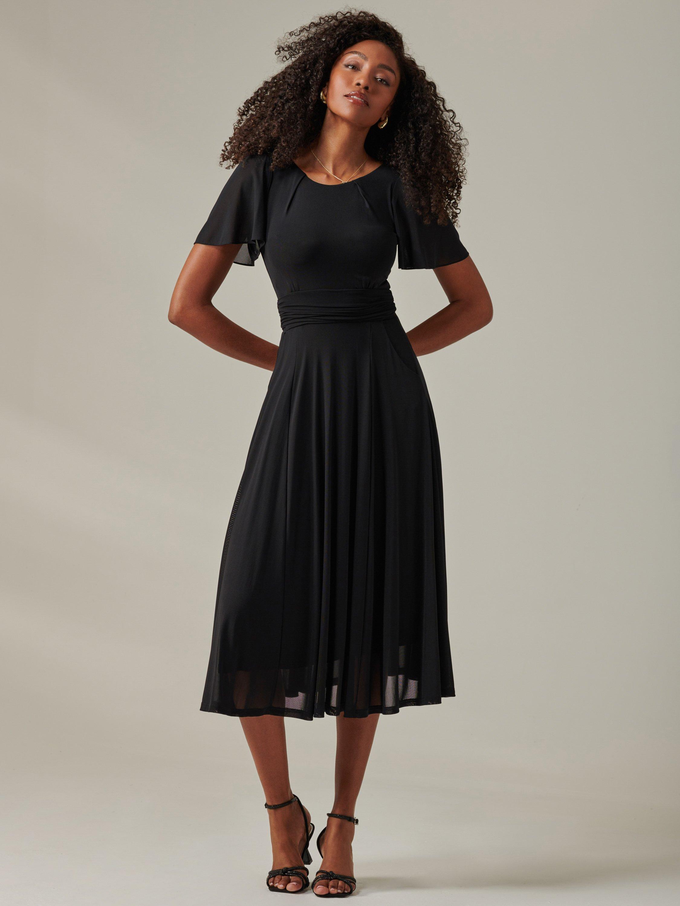 Jolie Moi Ayla Plain Mesh Dress, Black