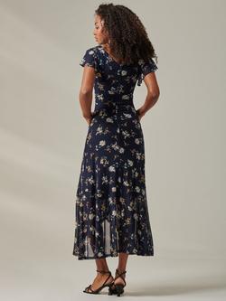 Jolie Moi Heleyna Ruffle Hem Mesh Maxi Dress, Navy/Multi - view 2, Navy/Multi