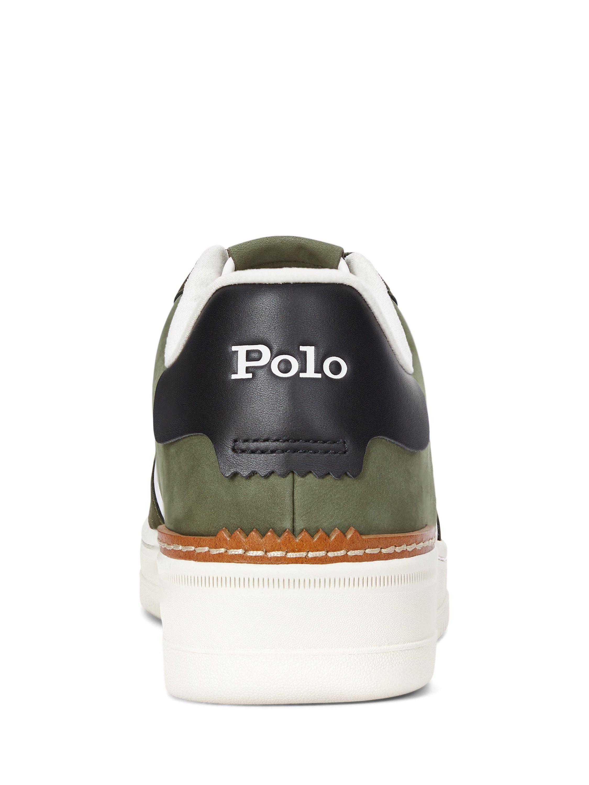 Product image 3 of 4, which shows Ralph Lauren Master Court Leather Trainers, White Olive, 7