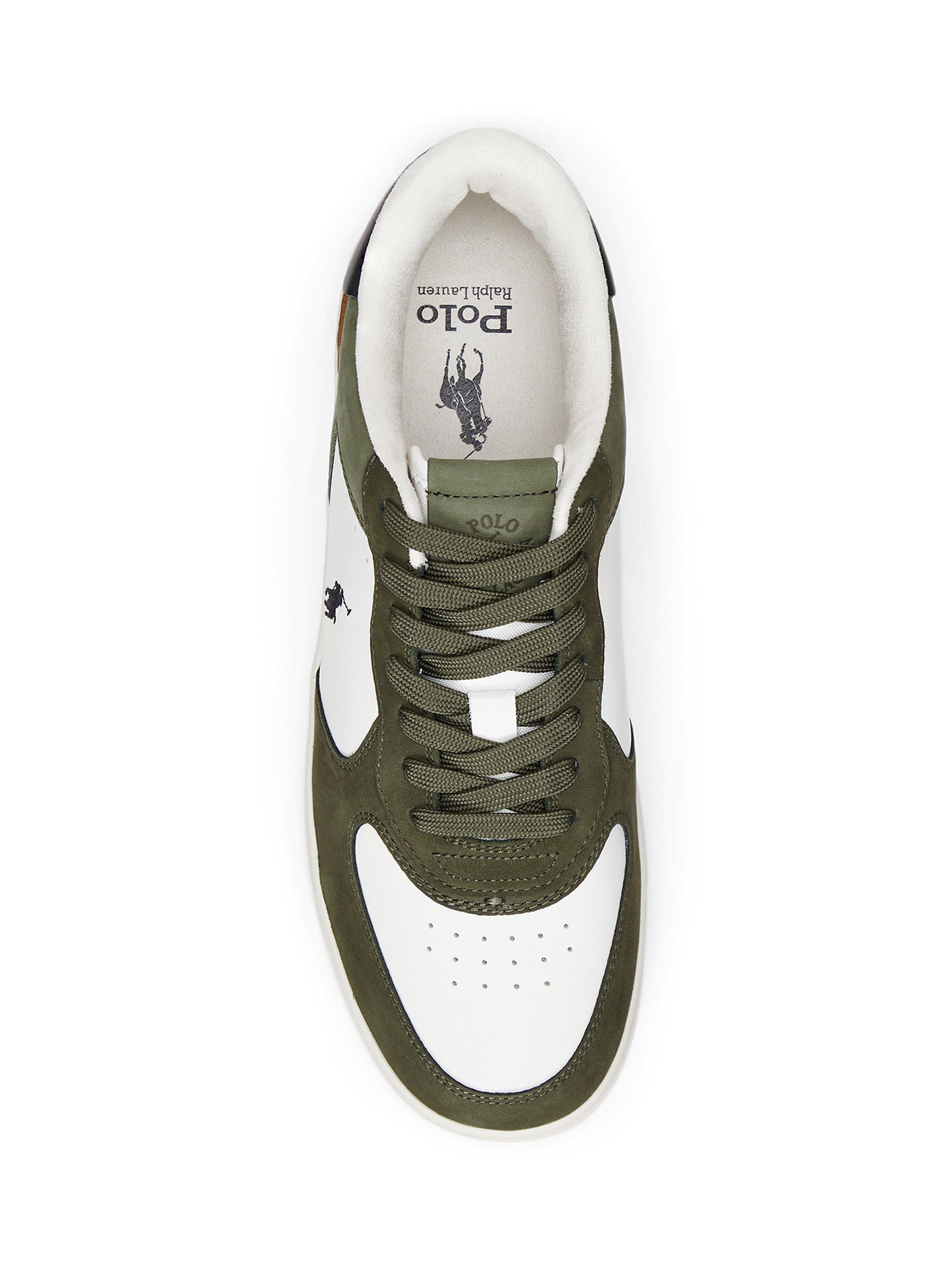 Product image 4 of 4, which shows Ralph Lauren Master Court Leather Trainers, White Olive, 7