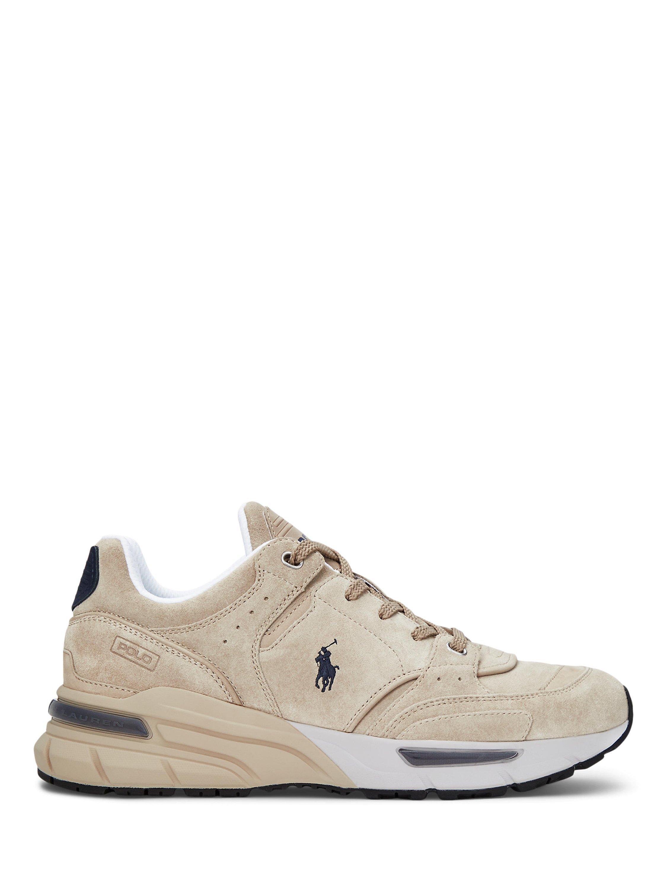 Product image 1 of 4, which shows Ralph Lauren Trackster Suede Trainers, Milkshake, 8