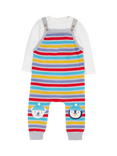 Frugi Baby Addison Knitted Dungarees & Bodysuit Set, Multi, Multi