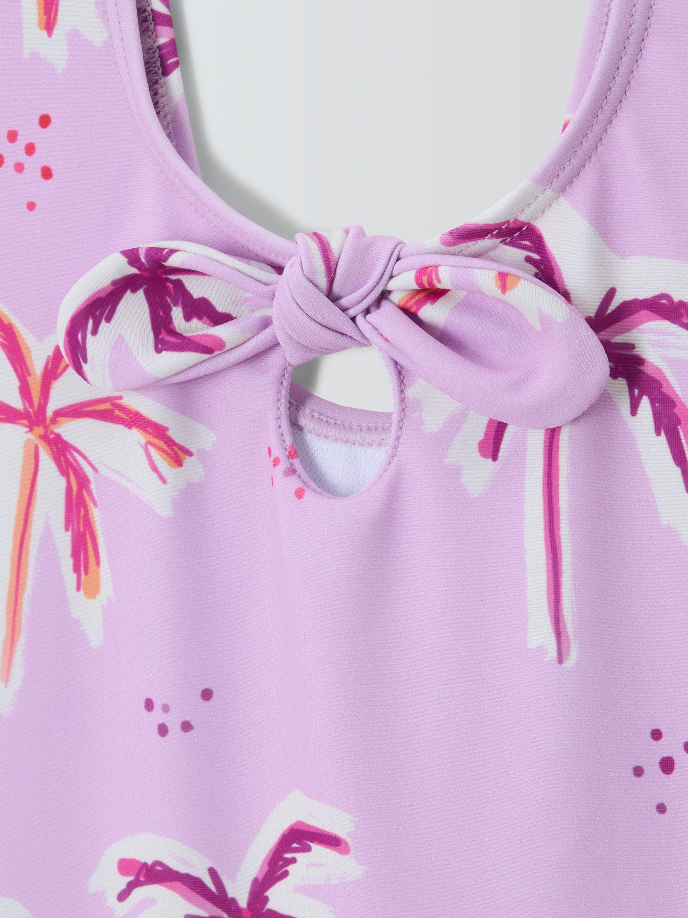 Product image 3 of 3, which shows John Lewis Kids' Palm Trees Swimsuit, Purple, 2 years