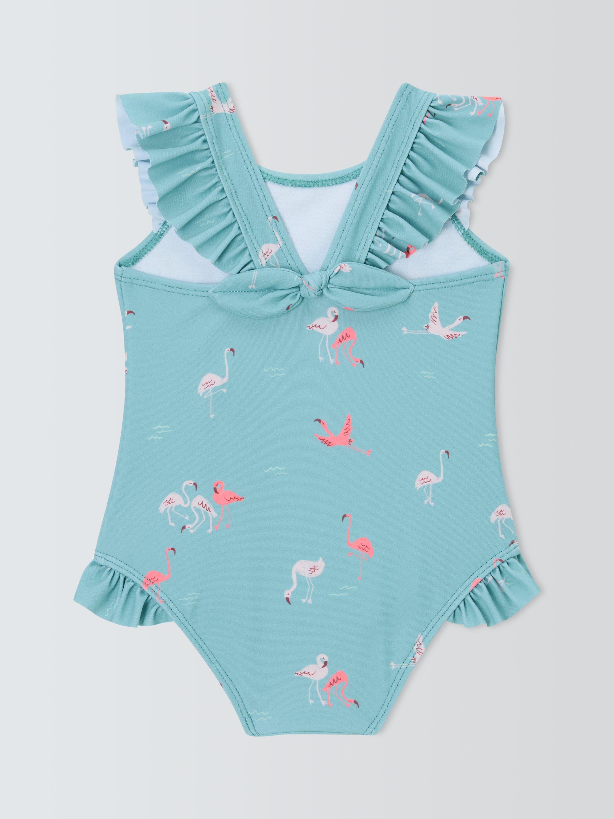 Product image 2 of 3, which shows John Lewis Baby Flamingo Swimsuit, Green, 3-6 months