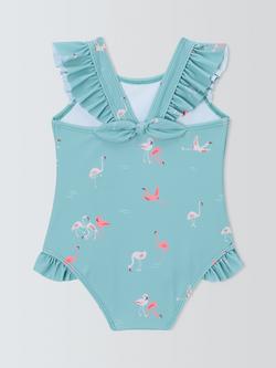 John Lewis Baby Flamingo Swimsuit, Green - view 2, Green