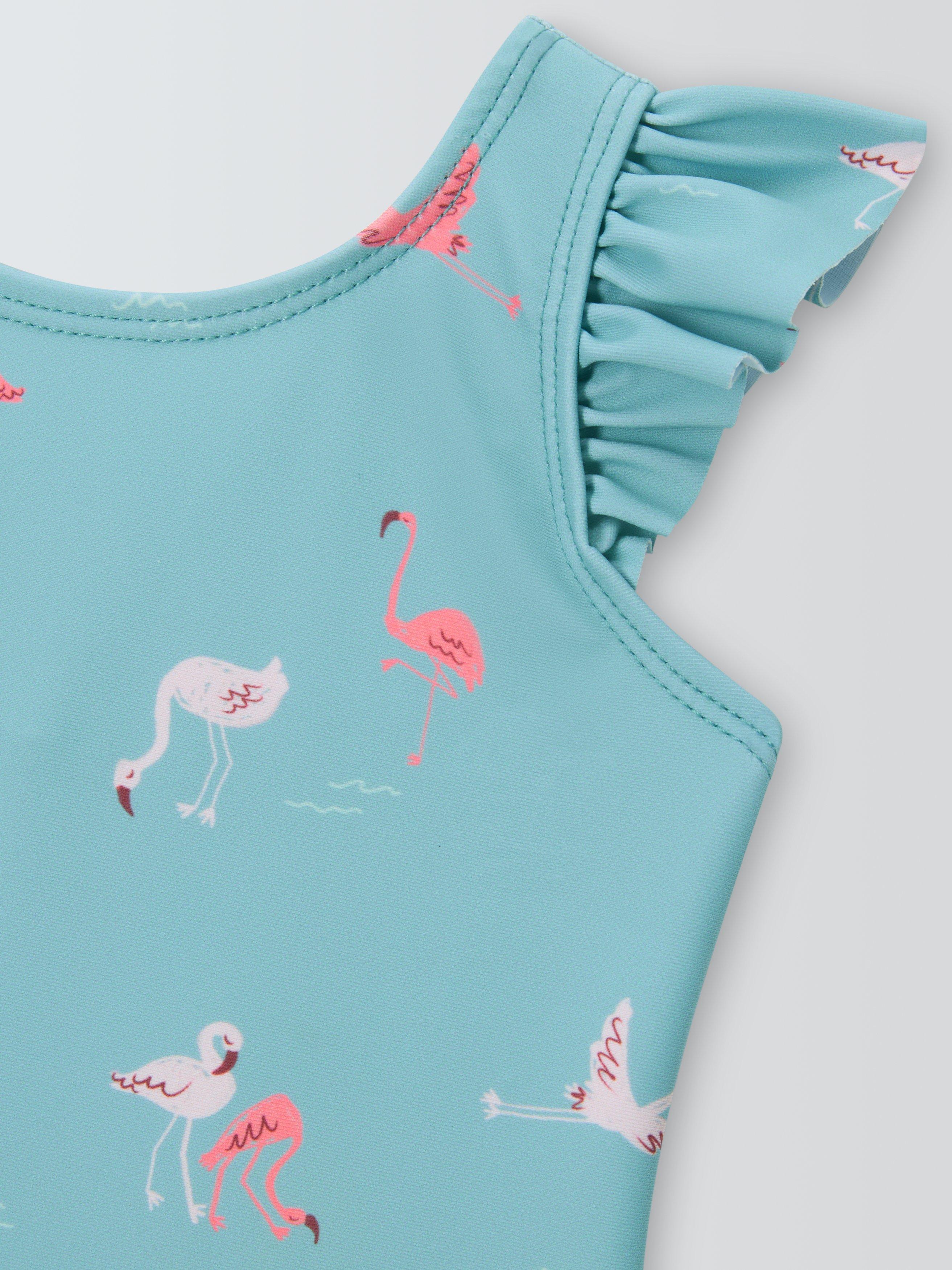 Product image 3 of 3, which shows John Lewis Baby Flamingo Swimsuit, Green, 3-6 months