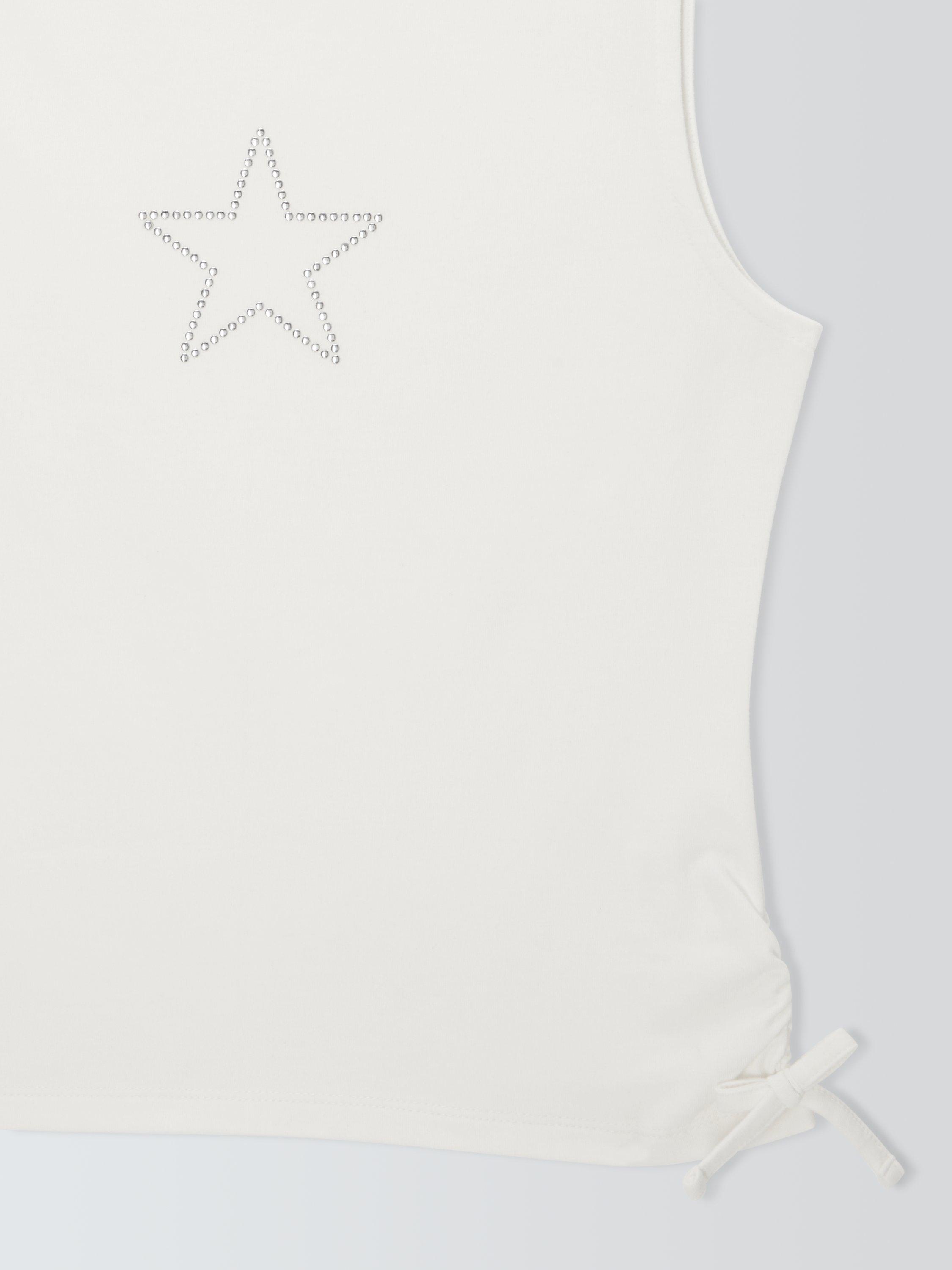 Product image 7 of 7, which shows John Lewis Kids' Diamante Star Tank Top, White, 8 years