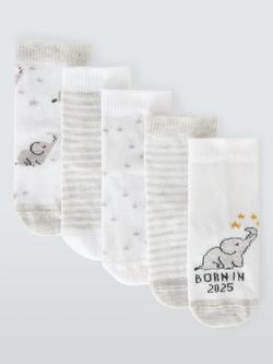 John Lewis Baby Born in 2025 Organic Cotton Socks, Multi
