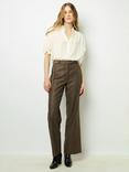 Gerard Darel Dali Wool Blend Wide Leg Trousers, Brown