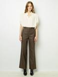 Gerard Darel Dali Wool Blend Wide Leg Trousers, Brown