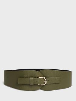Gerard Darel Olympe Leather Wide Belt, Khaki