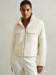 Reiss Les 100 Ciels Lola Knitted Pure Wool Jacket, Cream