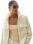 Reiss Les 100 Ciels Lola Knitted Pure Wool Jacket, Cream