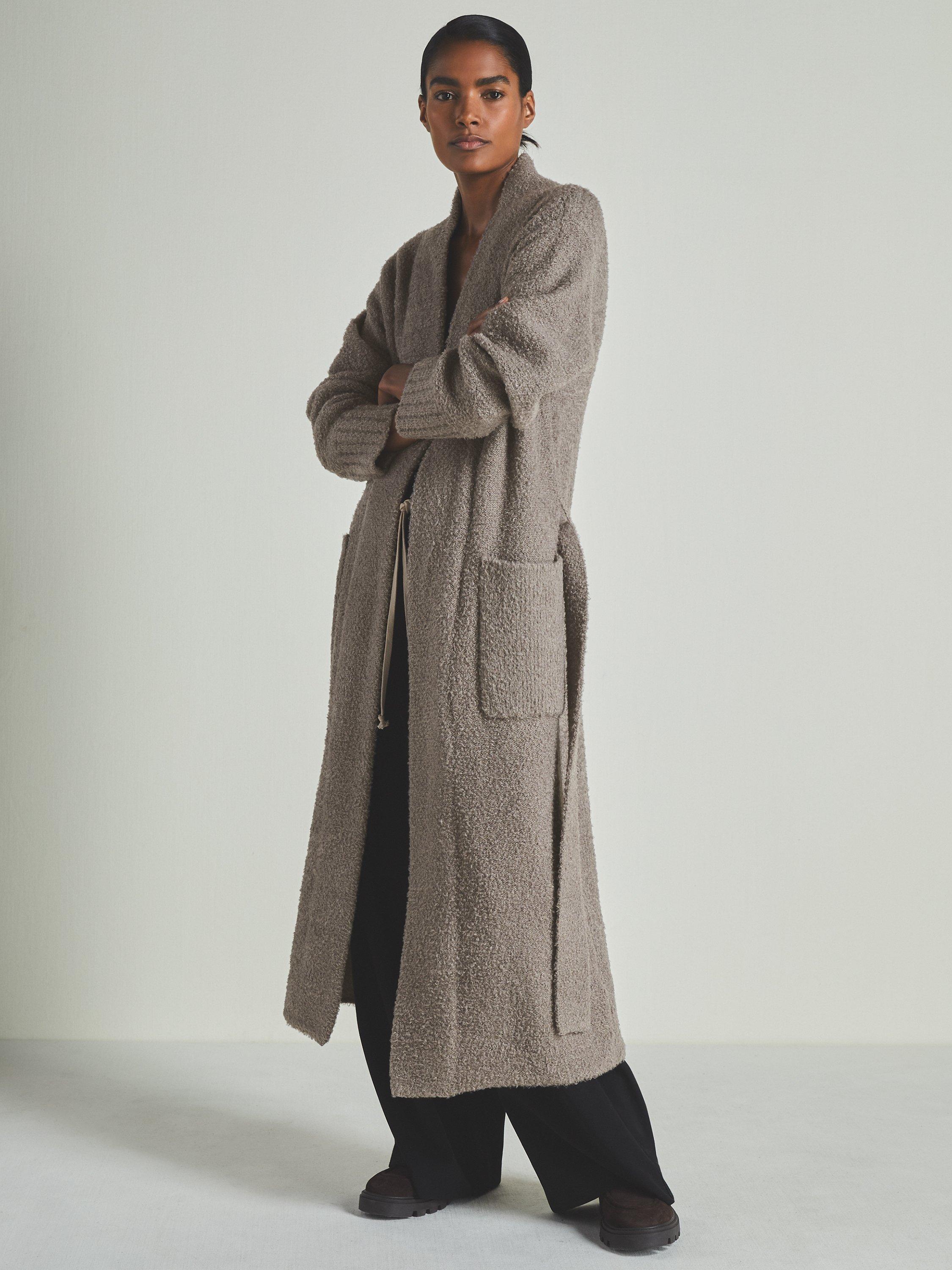 Reiss Les 100 Ciels Jaden Longline Cardigan, Mink
