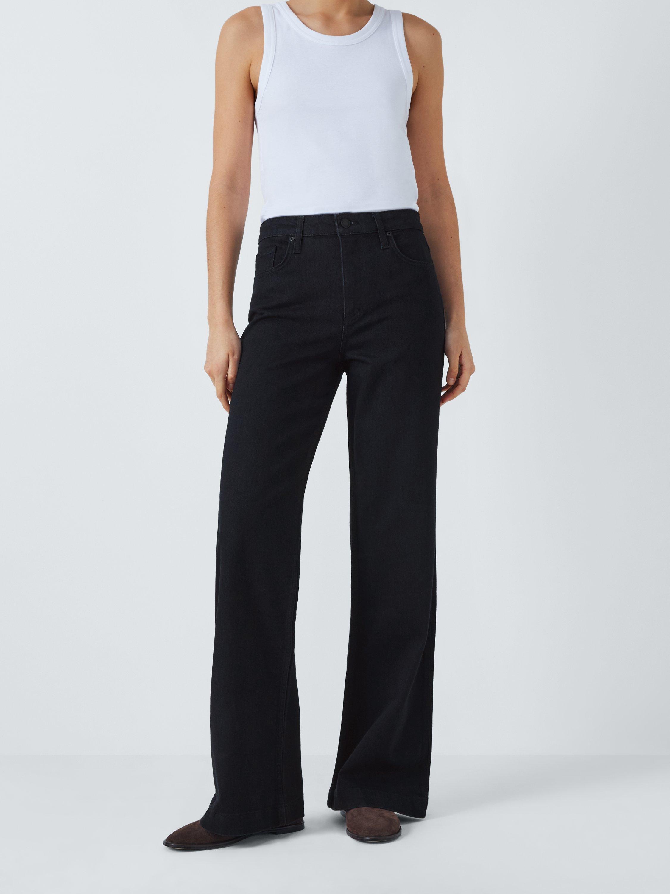 Product image 1 of 7, which shows John Lewis High Waist Wide Leg Jeans, Black Wash, 8
