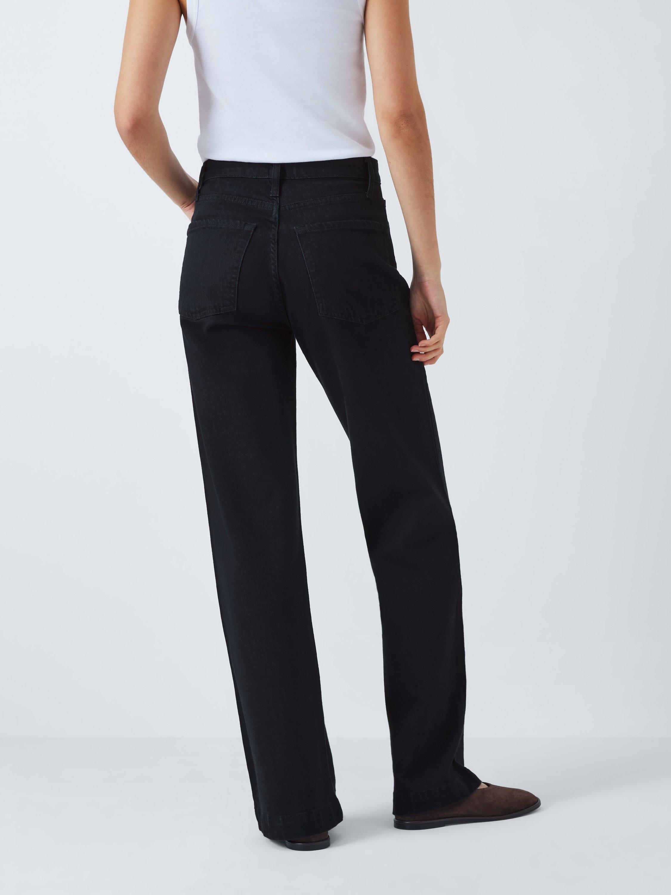 Product image 2 of 7, which shows John Lewis High Waist Wide Leg Jeans, Black Wash, 8