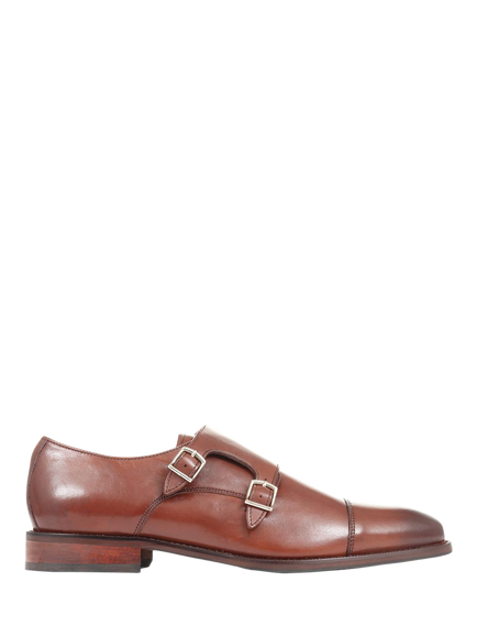 Jones Bootmaker Nathaniel Leather Monk Shoes, Chestnut