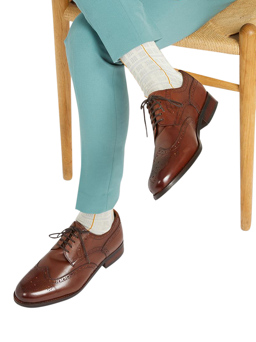 Product image 2 of 6, which shows Jones Bootmaker Manning Leather Brogue Detailed Derby Shoes, Chestnut, 6