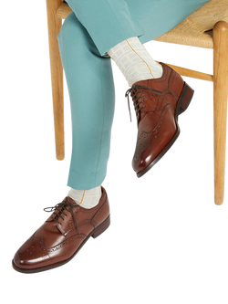 Jones Bootmaker Manning Leather Brogue Detailed Derby Shoes, Chestnut - view 2, Chestnut