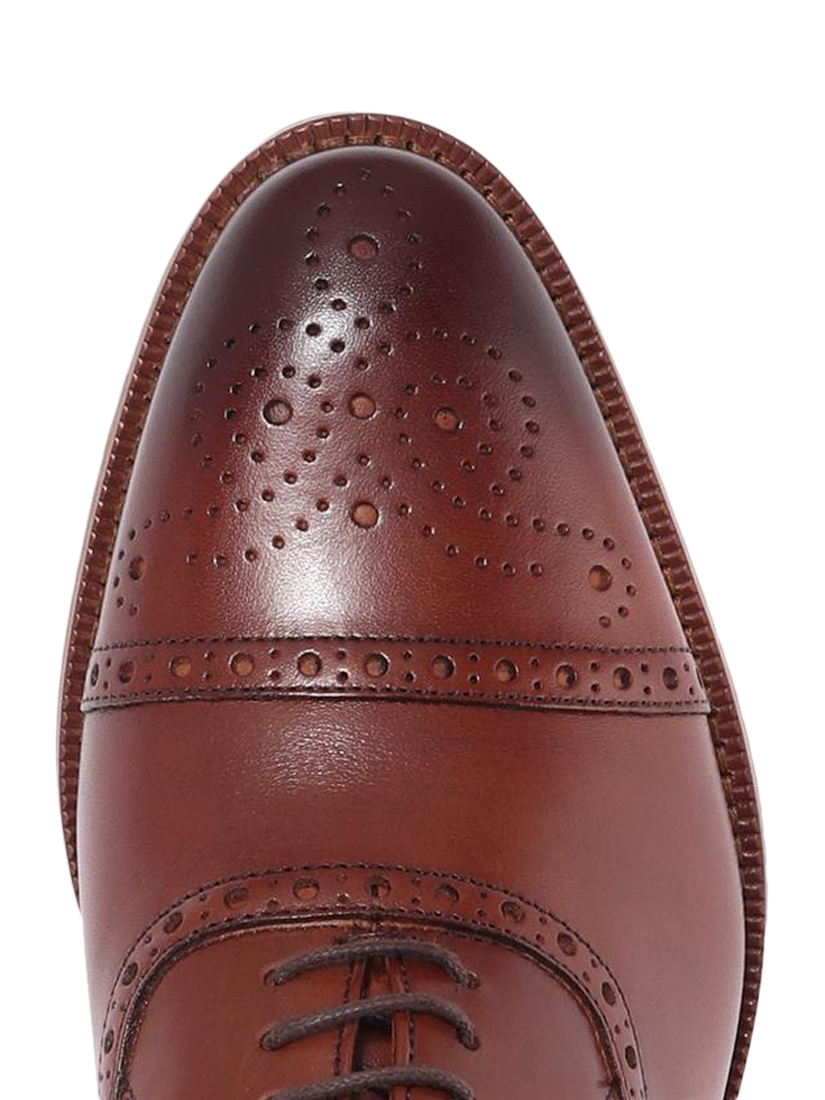 Product image 5 of 7, which shows Jones Bootmaker Maynard Leather Brogue Detailed Oxford Shoes, Chestnut, 6