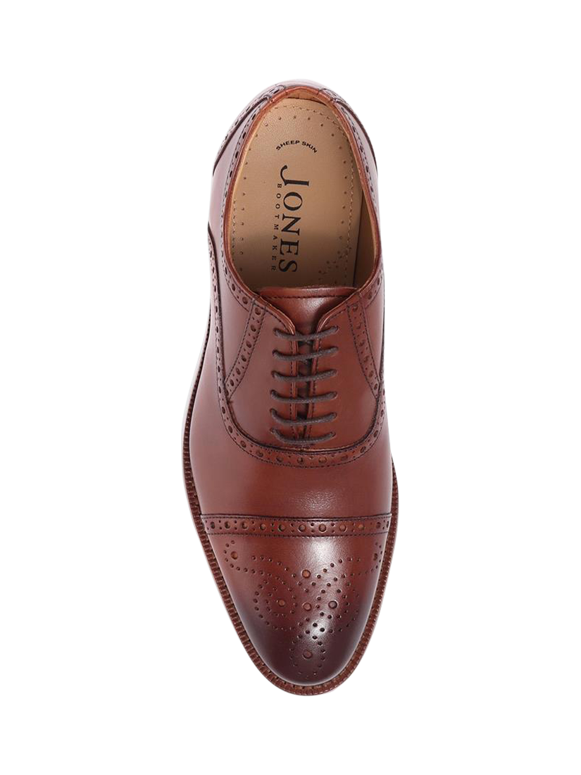 Product image 6 of 7, which shows Jones Bootmaker Maynard Leather Brogue Detailed Oxford Shoes, Chestnut, 6