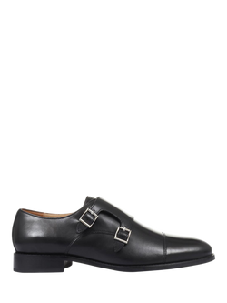 Jones Bootmaker Nathaniel Leather Monk Shoes, Black