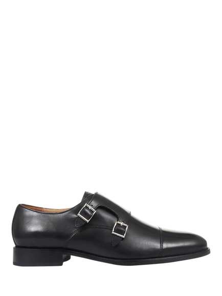 Jones Bootmaker Nathaniel Leather Monk Shoes, Black