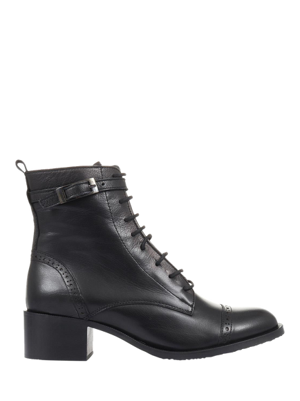 Jones Bootmaker Madie Leather Lace-Up Ankle Boots, Black