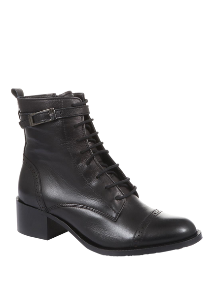 Jones Bootmaker Madie Leather Lace-Up Ankle Boots - view 2, Black