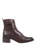 Jones Bootmaker Madie Leather Lace-Up Ankle Boots, Chocolate