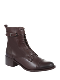 Jones Bootmaker Madie Leather Lace-Up Ankle Boots, Chocolate
