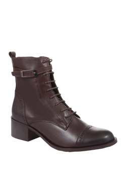 Jones Bootmaker Madie Leather Lace-Up Ankle Boots - view 2, Chocolate
