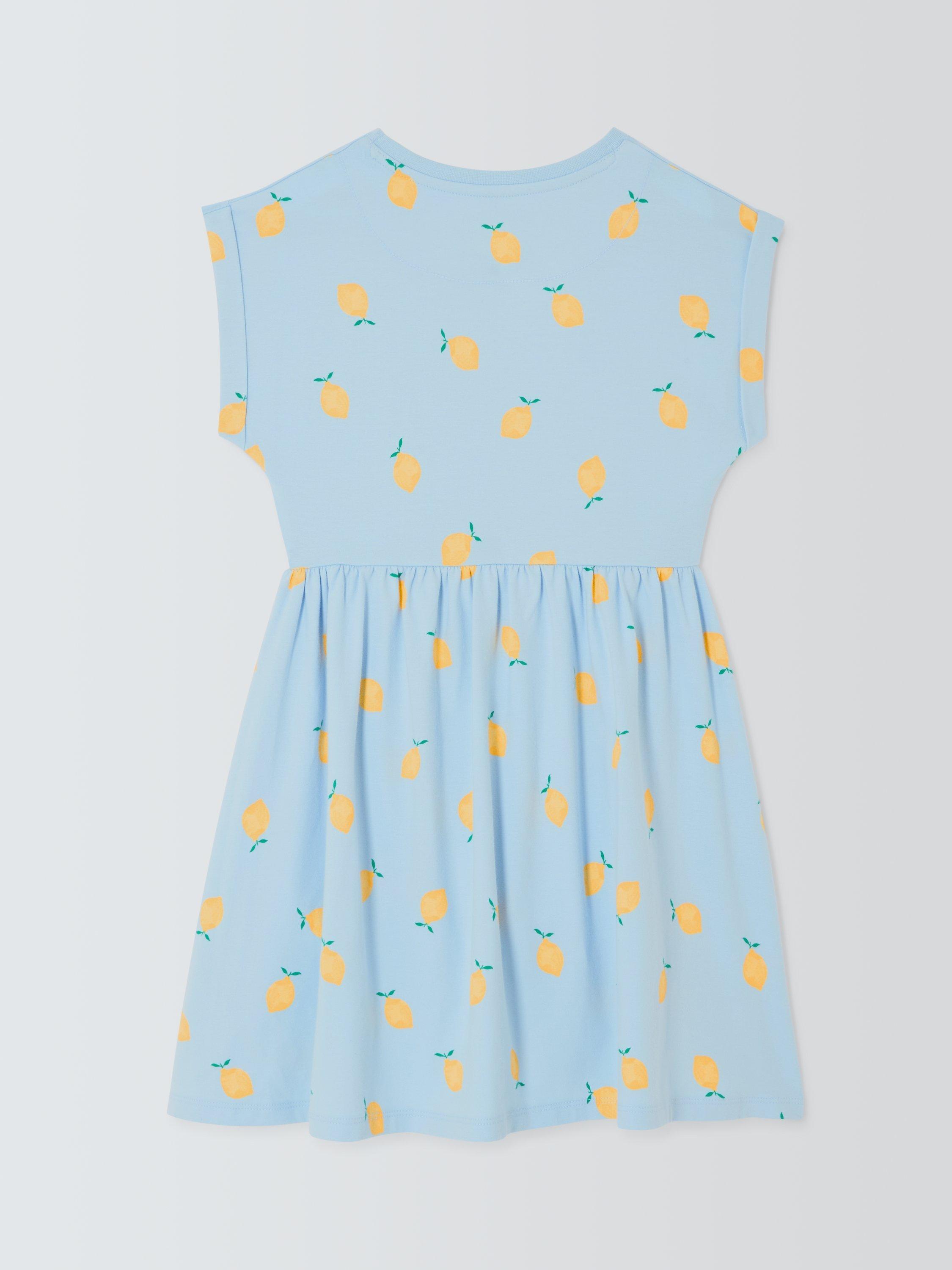 Product image 7 of 7, which shows John Lewis Kids' Lemon Print Jersey Dress, Blue, 3 years