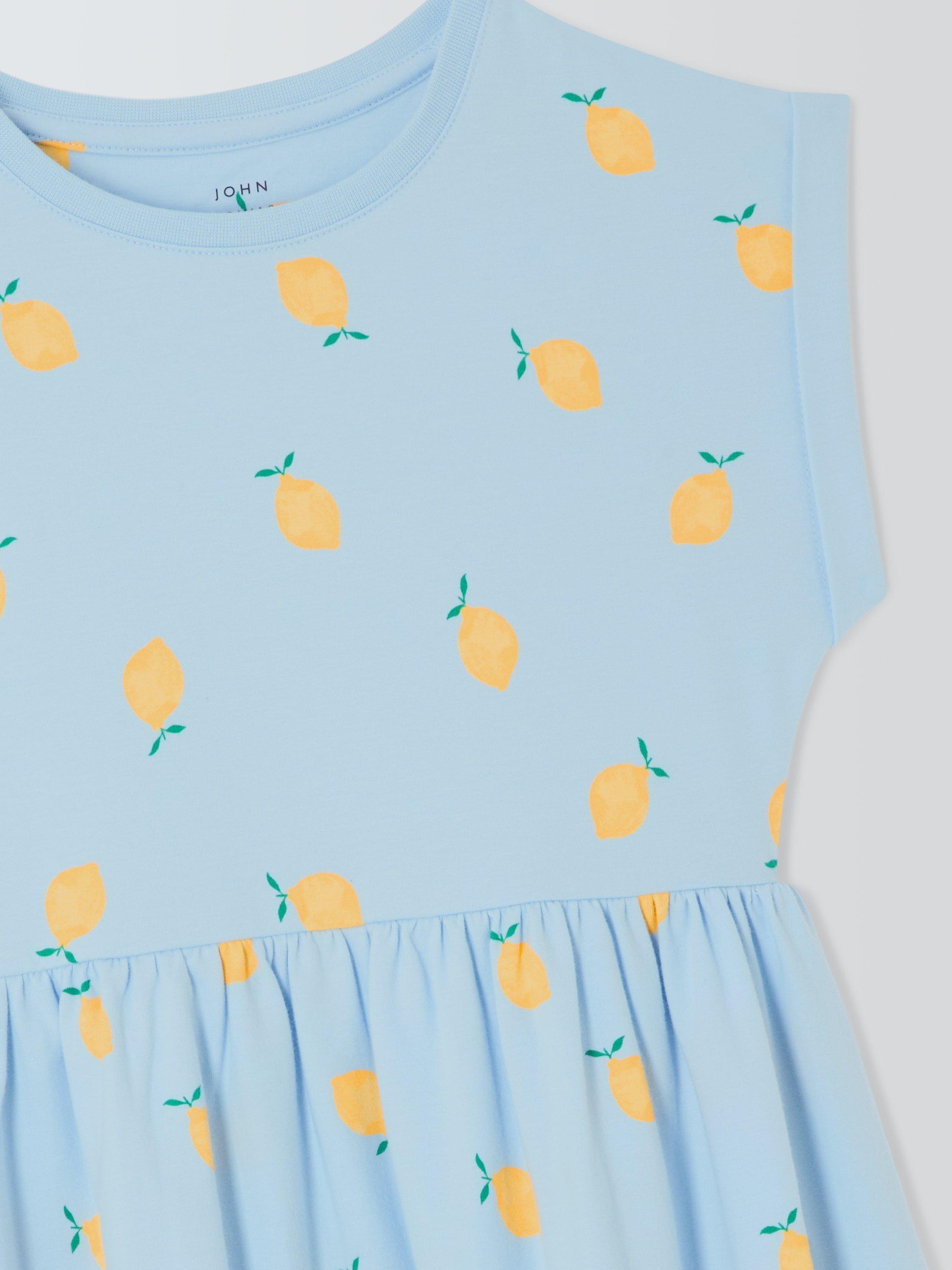 Product image 6 of 7, which shows John Lewis Kids' Lemon Print Jersey Dress, Blue, 3 years