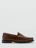 Mango Clasic Leather Loafers, Medium Brown