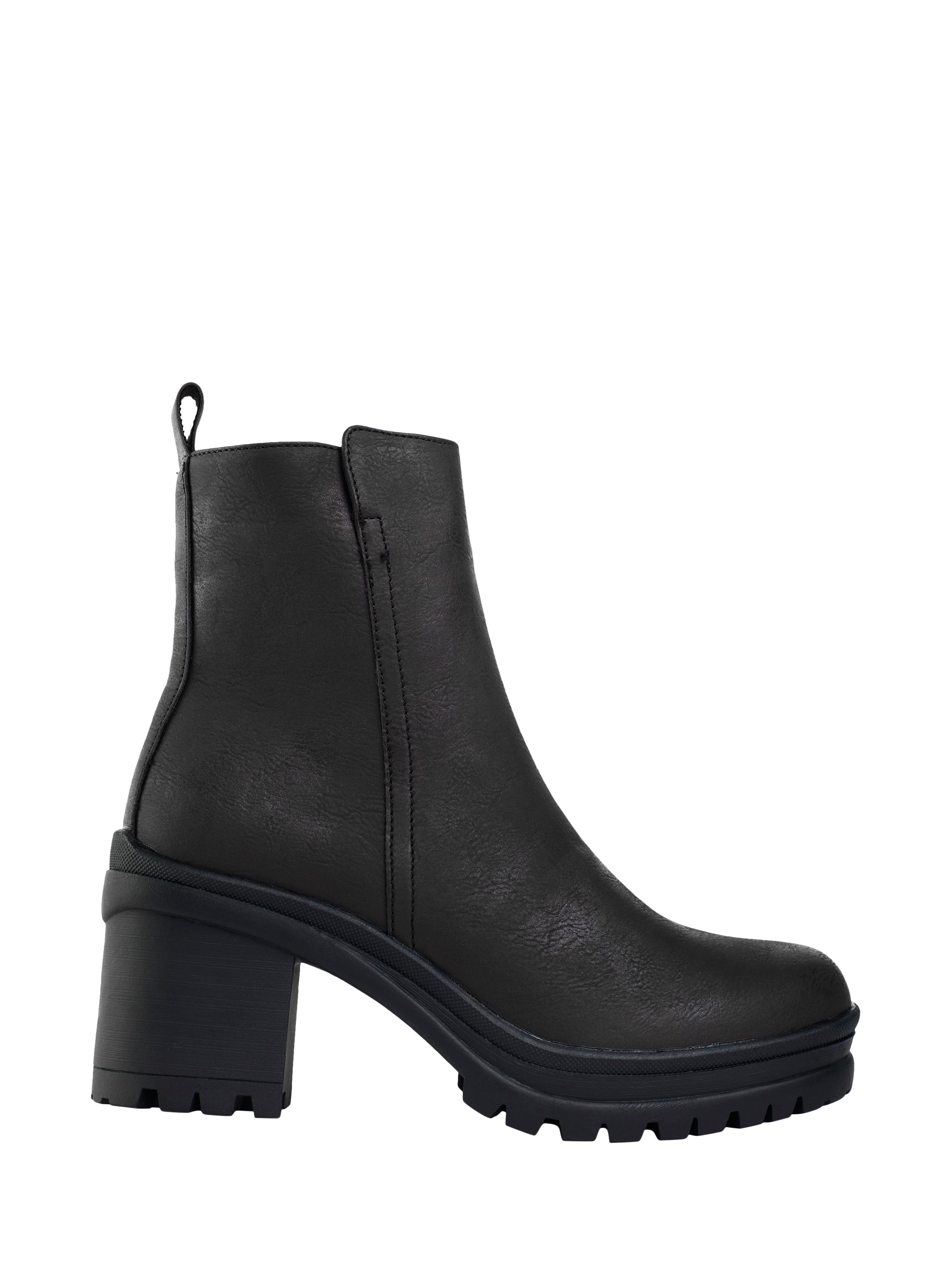 Product image 1 of 5, which shows V.GAN Vegan Orange Zip Heeled Boots, Black, 3
