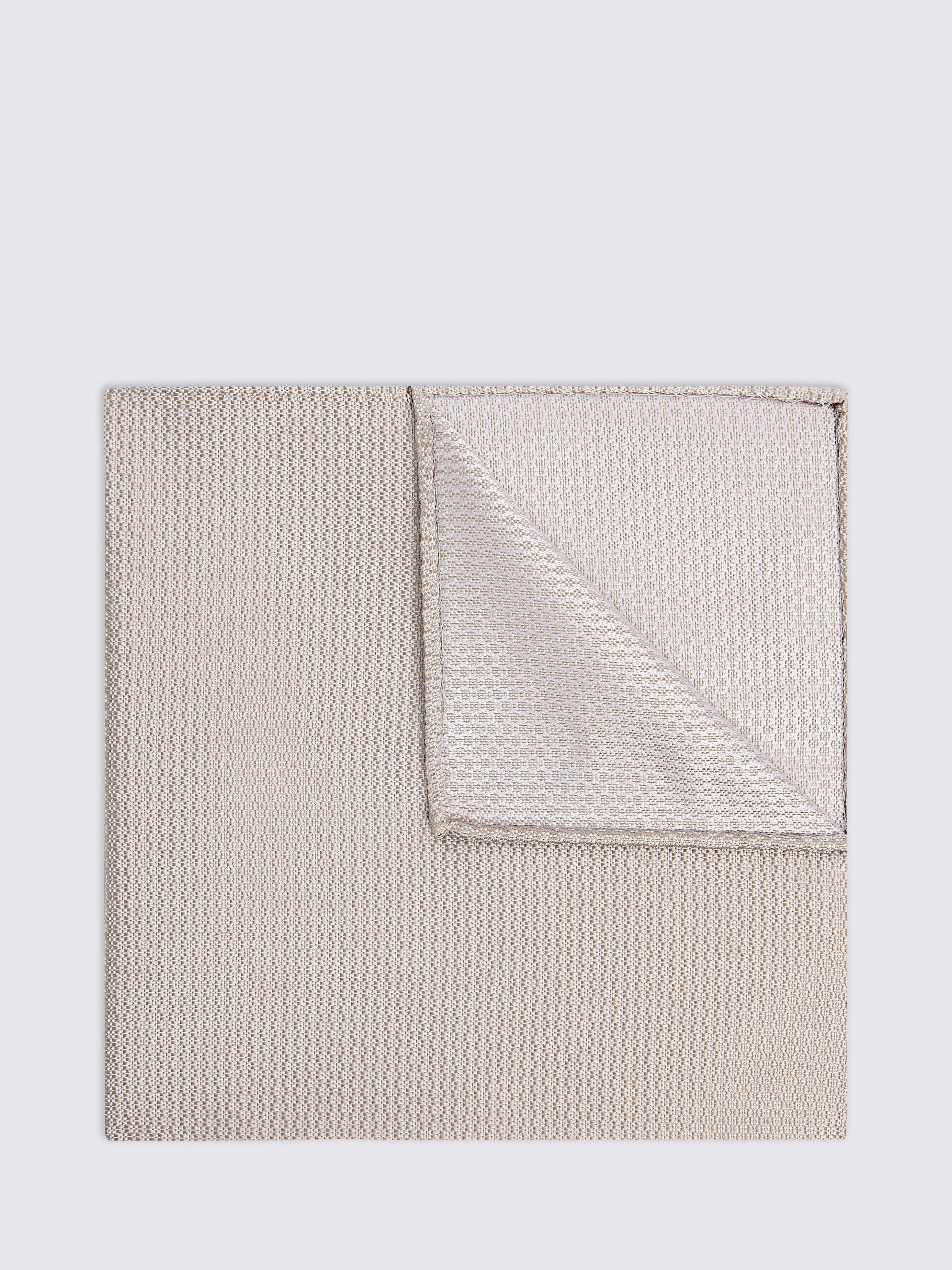 Product image 1 of 2, which shows Moss Sky Silk Pocket Square, Champagne